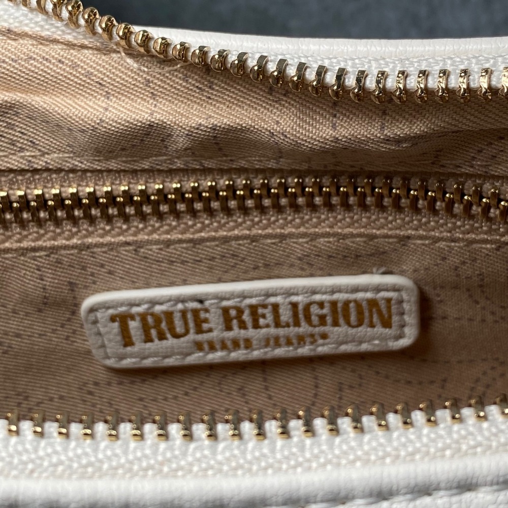 True Religion Crescent Hobo Bag Women's Small Cream Studded Y2K Shoulder Bag NWT - Picture 11 of 13
